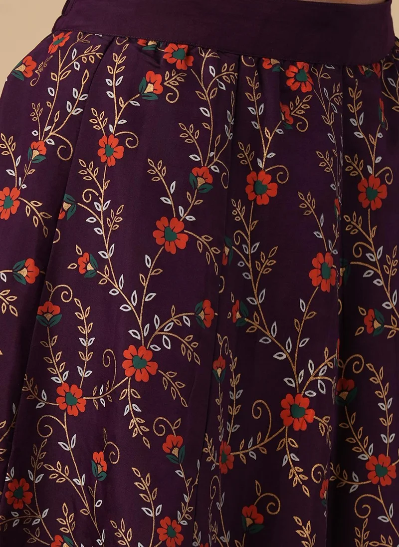 globus Globus Women Embroidered V-Neck Sleeveless Top With Skirt Festive Set